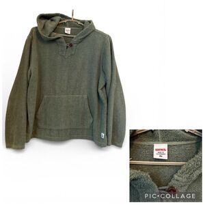 Birdwell Beach Britches Men's Baja Terry Hoodie Pullover XL Green Cotton USA